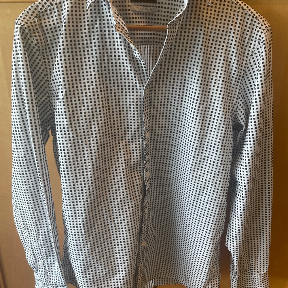 Alfani Black and White Casual Button Down Shirt
